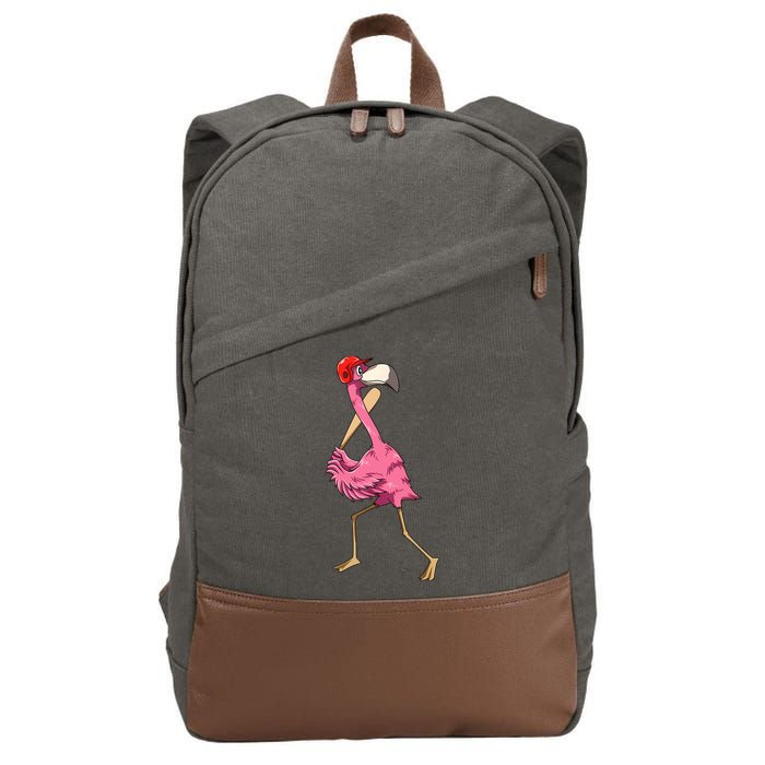 Flamingo Baseball Flamingo Playing Baseball Flamingo Cotton Canvas Backpack