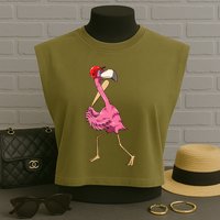 Flamingo Baseball Flamingo Playing Baseball Flamingo Garment-Dyed Women's Muscle Tee