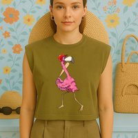 Flamingo Baseball Flamingo Playing Baseball Flamingo Garment-Dyed Women's Muscle Tee