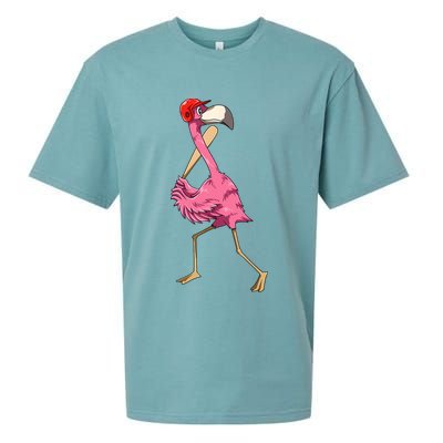 Flamingo Baseball Flamingo Playing Baseball Flamingo Sueded Cloud Jersey T-Shirt