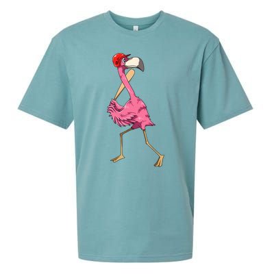 Flamingo Baseball Flamingo Playing Baseball Flamingo Sueded Cloud Jersey T-Shirt