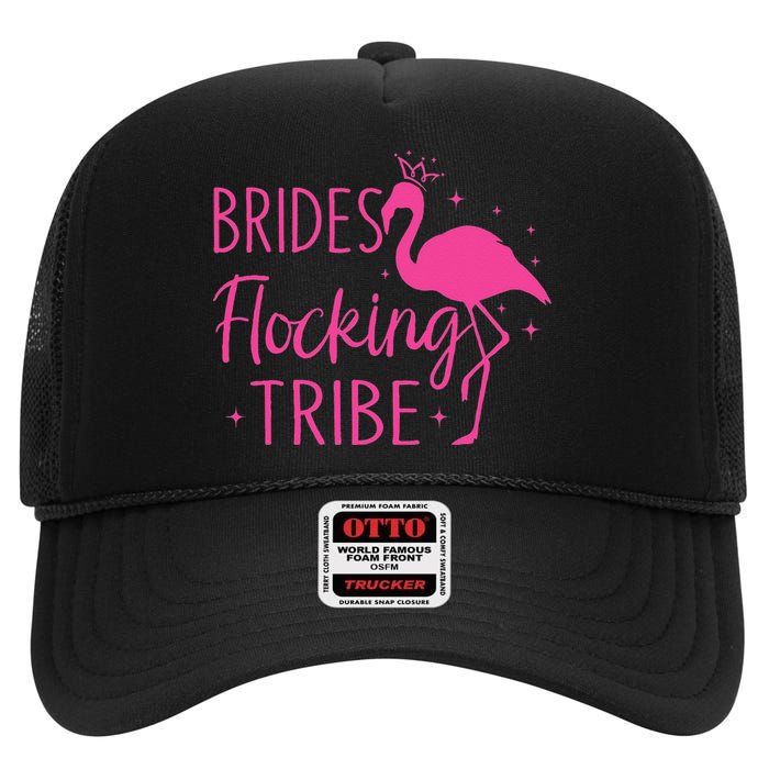 Flamingo Brides Flocking Tribe Funny Pink Bird Lovers High Crown Mesh Back Trucker Hat