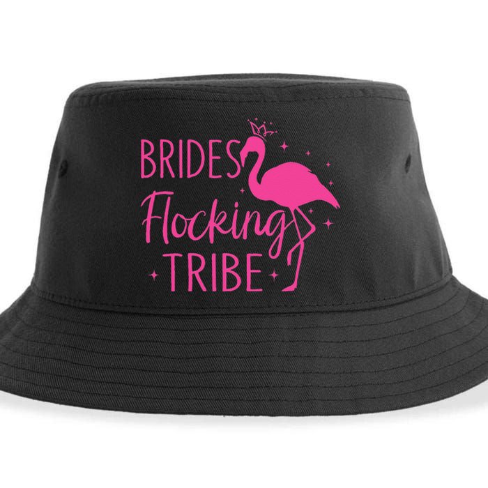 Flamingo Brides Flocking Tribe Funny Pink Bird Lovers Sustainable Bucket Hat