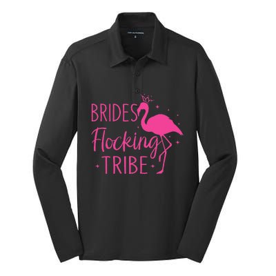 Flamingo Brides Flocking Tribe Funny Pink Bird Lovers Silk Touch Performance Long Sleeve Polo