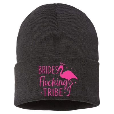 Flamingo Brides Flocking Tribe Funny Pink Bird Lovers Sustainable Knit Beanie