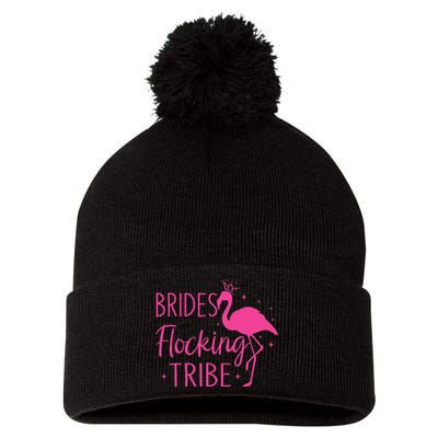 Flamingo Brides Flocking Tribe Funny Pink Bird Lovers Pom Pom 12in Knit Beanie