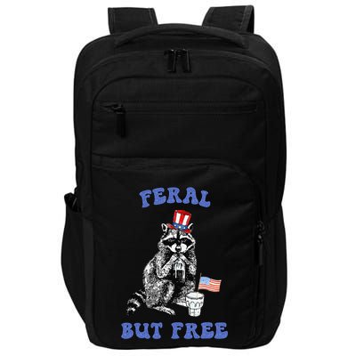 Feral But Free Funny 4th Of July Raccoon Independence Day Impact Tech Backpack