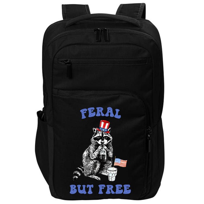 Feral But Free Funny 4th Of July Raccoon Independence Day Impact Tech Backpack