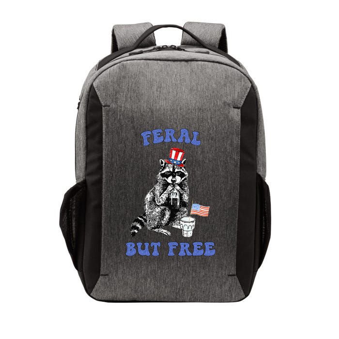 Feral But Free Funny 4th Of July Raccoon Independence Day Vector Backpack