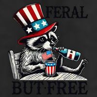 Feral But Free Patriotic Raccoon Funny Usa 7 Panel Mesh Trucker Snapback Hat