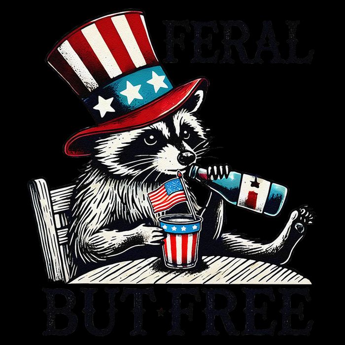 Feral But Free Patriotic Raccoon Funny Usa 16 in Basic Backpack