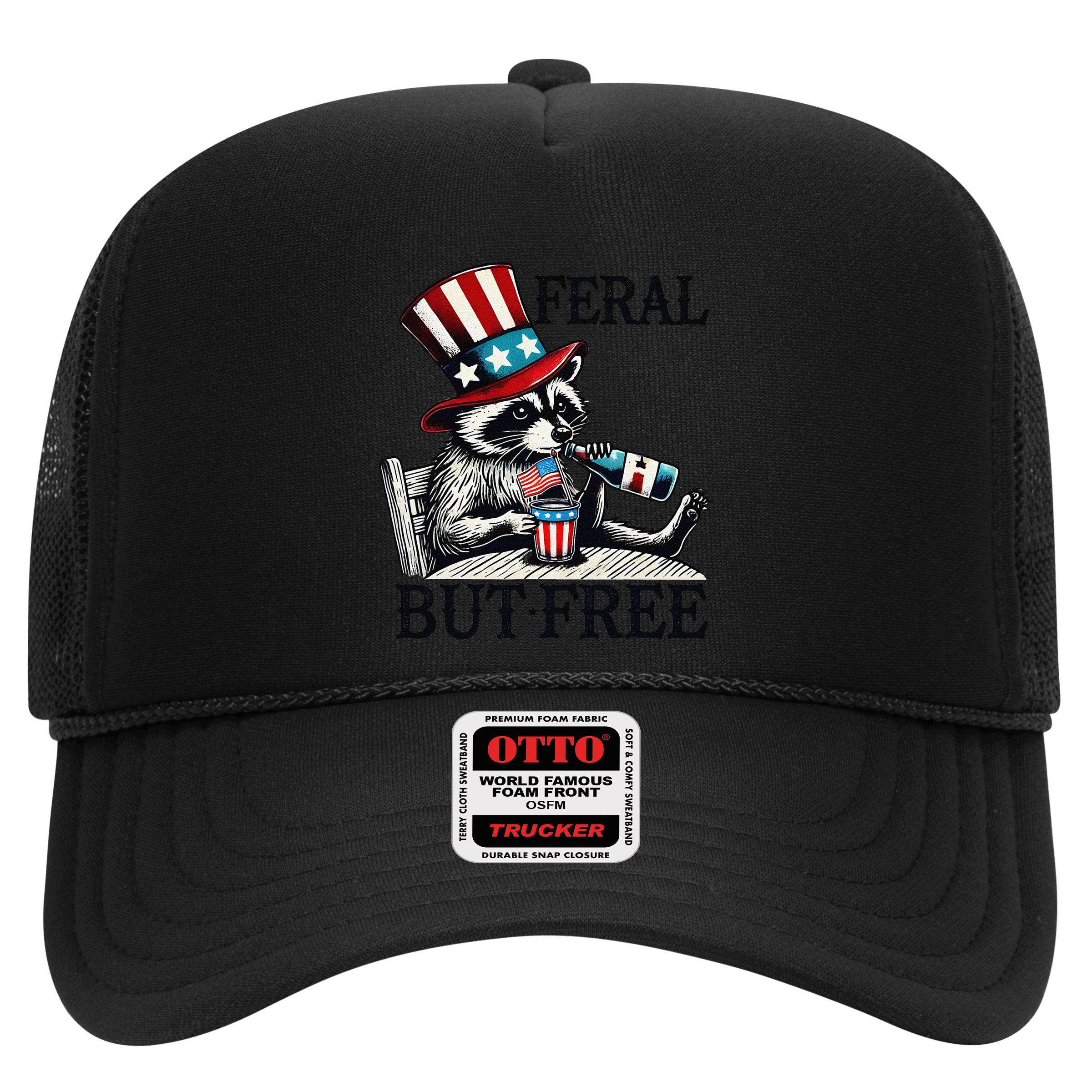 Feral But Free Patriotic Raccoon Funny Usa Hat