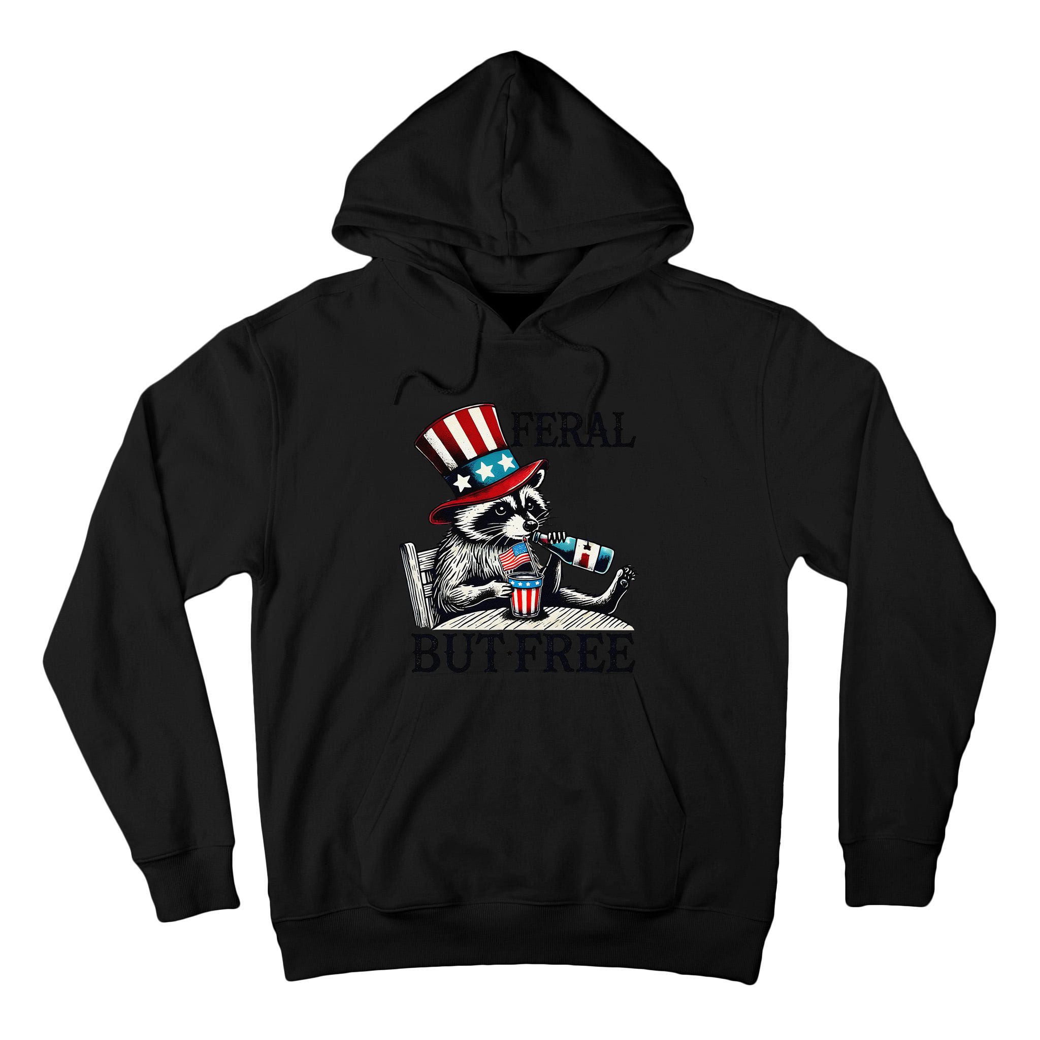 Feral But Free Patriotic Raccoon Funny Usa Tall Hoodie