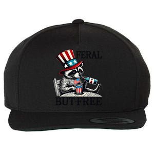 Feral But Free Patriotic Raccoon Funny Usa Wool Snapback Cap