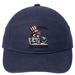 Feral But Free Patriotic Raccoon Funny Usa 7-Panel Snapback Hat