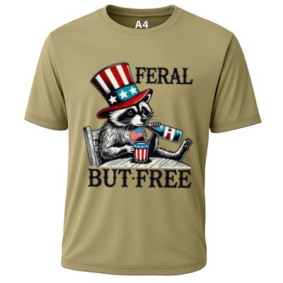Feral But Free Patriotic Raccoon Funny Usa Performance Shirt