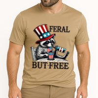 Feral But Free Patriotic Raccoon Funny Usa Cooling Performance Crew T-Shirt