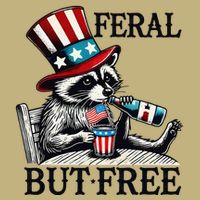 Feral But Free Patriotic Raccoon Funny Usa Cooling Performance Crew T-Shirt