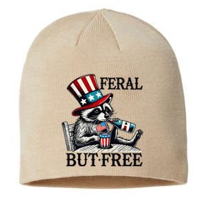 Feral But Free Patriotic Raccoon Funny Usa Sustainable Beanie