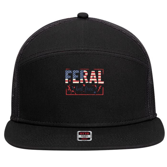 Feral but free america flag 7 Panel Mesh Trucker Snapback Hat