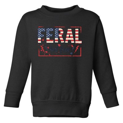 Feral but free america flag Toddler Sweatshirt