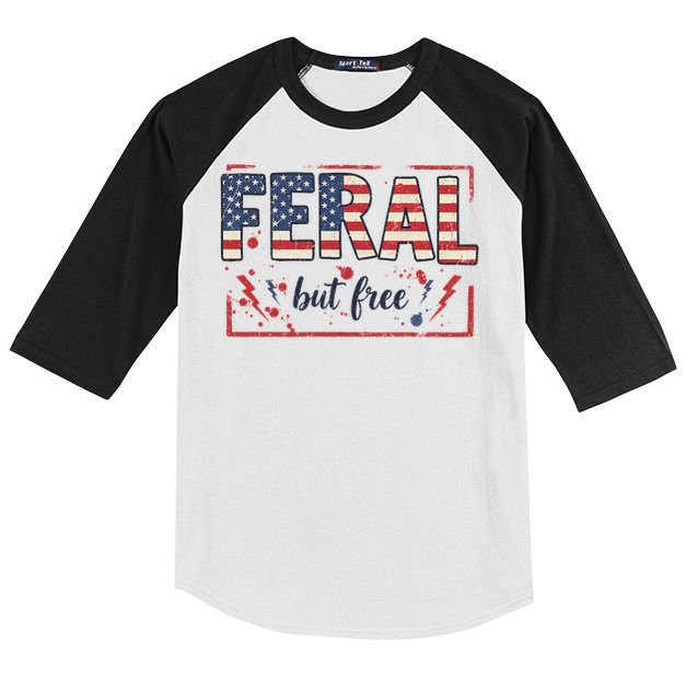 Feral but free america flag Kids Colorblock Raglan Jersey