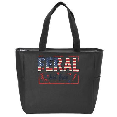 Feral but free america flag Zip Tote Bag