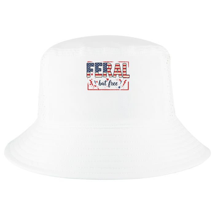 Feral but free america flag Cool Comfort Performance Bucket Hat