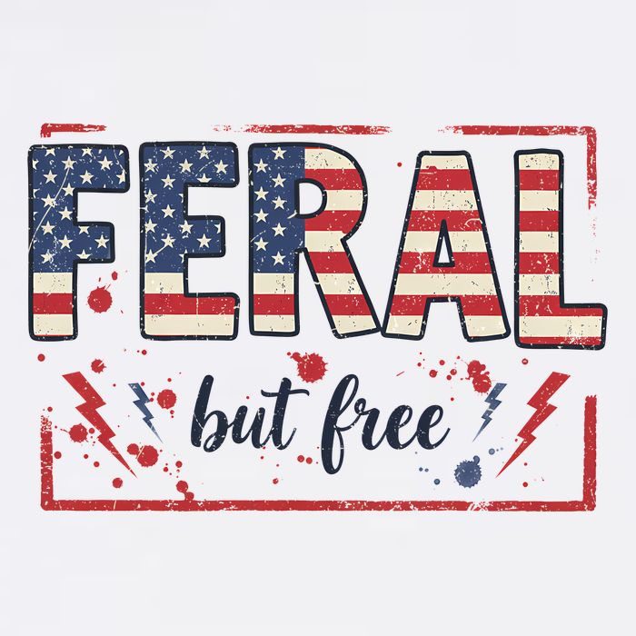 Feral but free america flag Cool Comfort Performance Bucket Hat