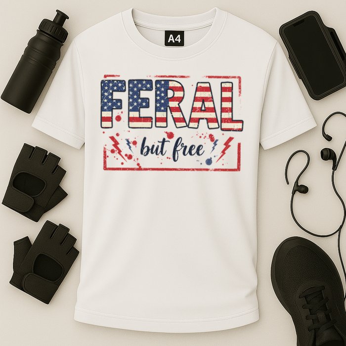 Feral but free america flag Cooling Performance Crew T-Shirt
