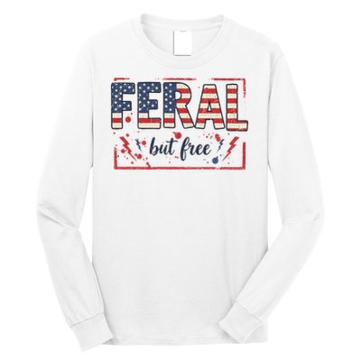 Feral but free america flag Long Sleeve Shirt