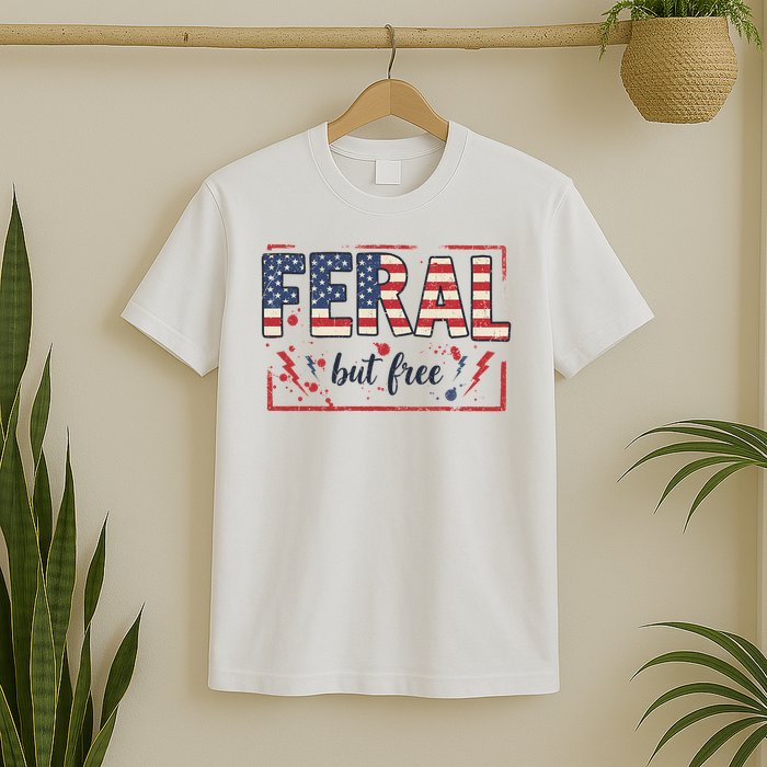 Feral but free america flag T-Shirt
