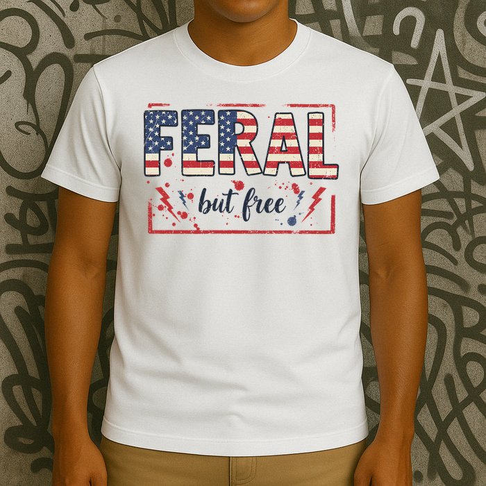 Feral but free america flag T-Shirt
