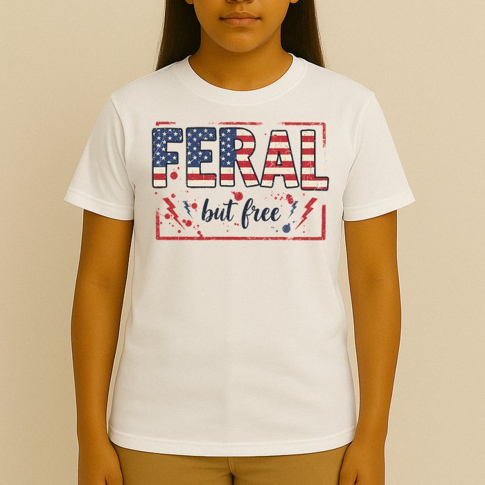Feral but free america flag T-Shirt