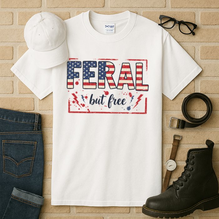 Feral but free america flag Tall T-Shirt