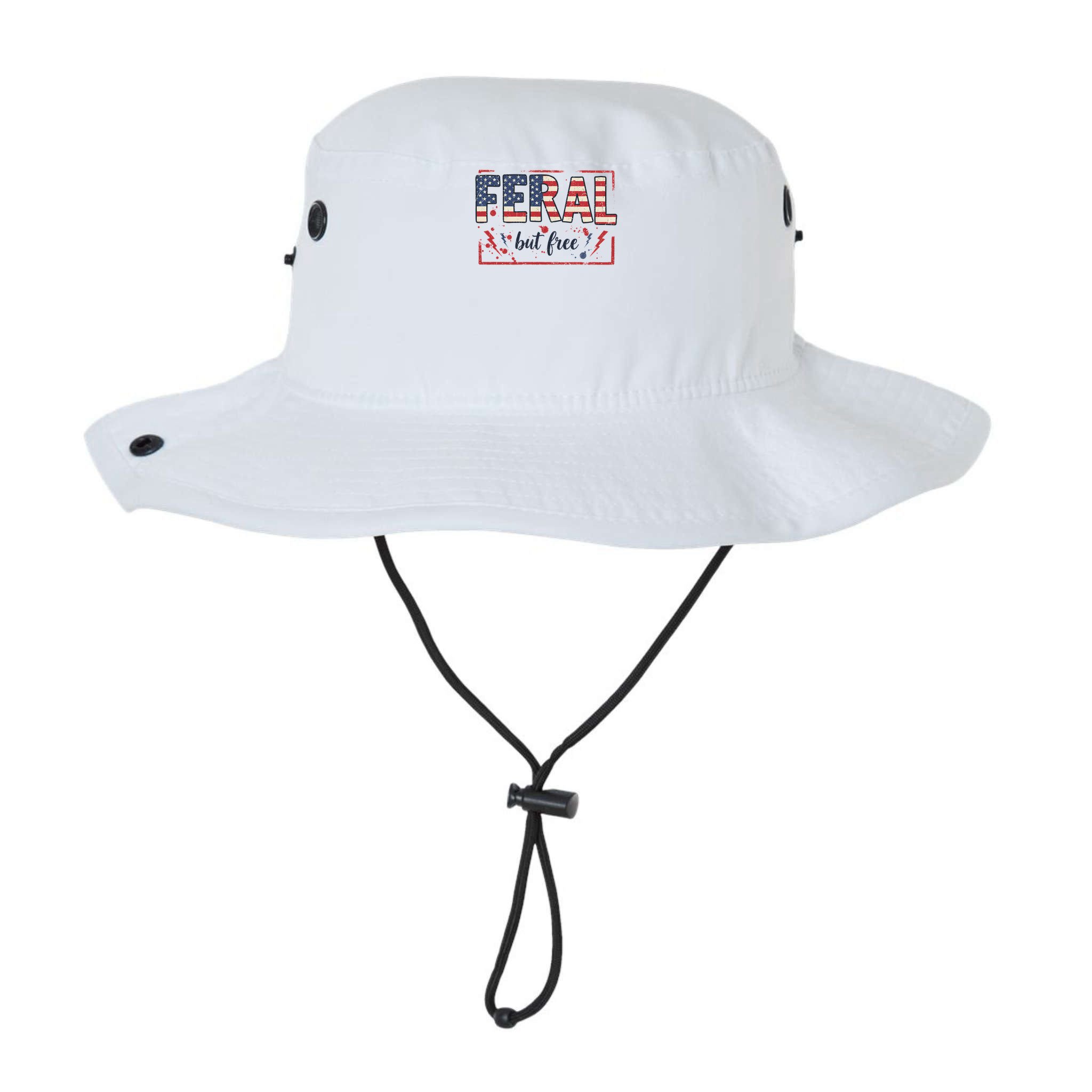 Feral but free america flag Bucket Hat