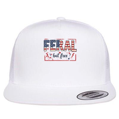 Feral but free america flag Flat Bill Trucker Hat