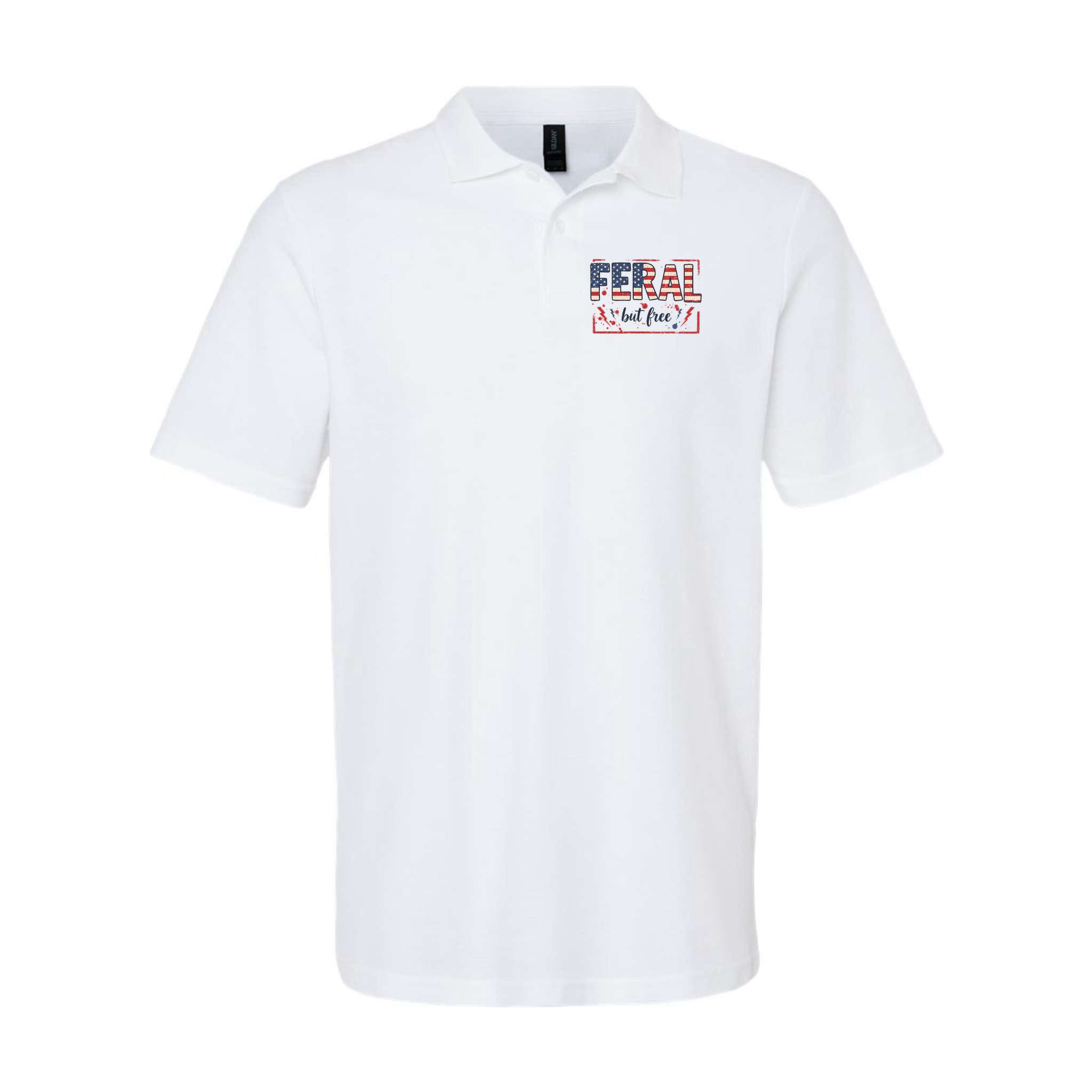 Feral but free america flag Polo