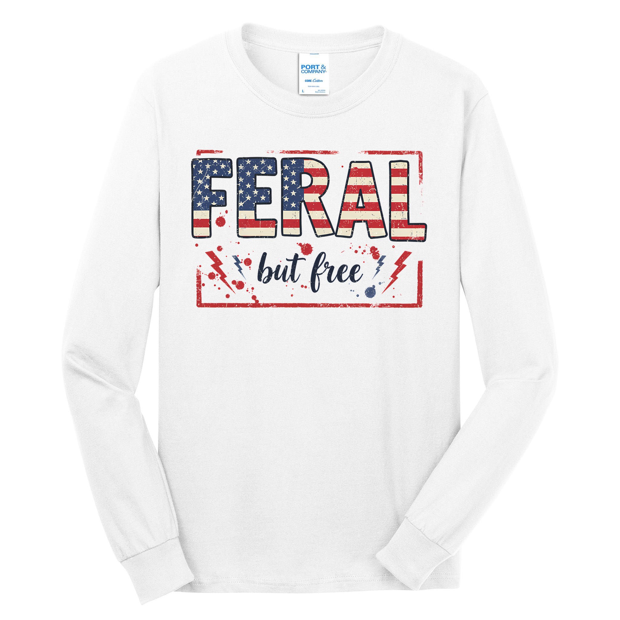 Feral but free america flag Tall Long Sleeve T-Shirt