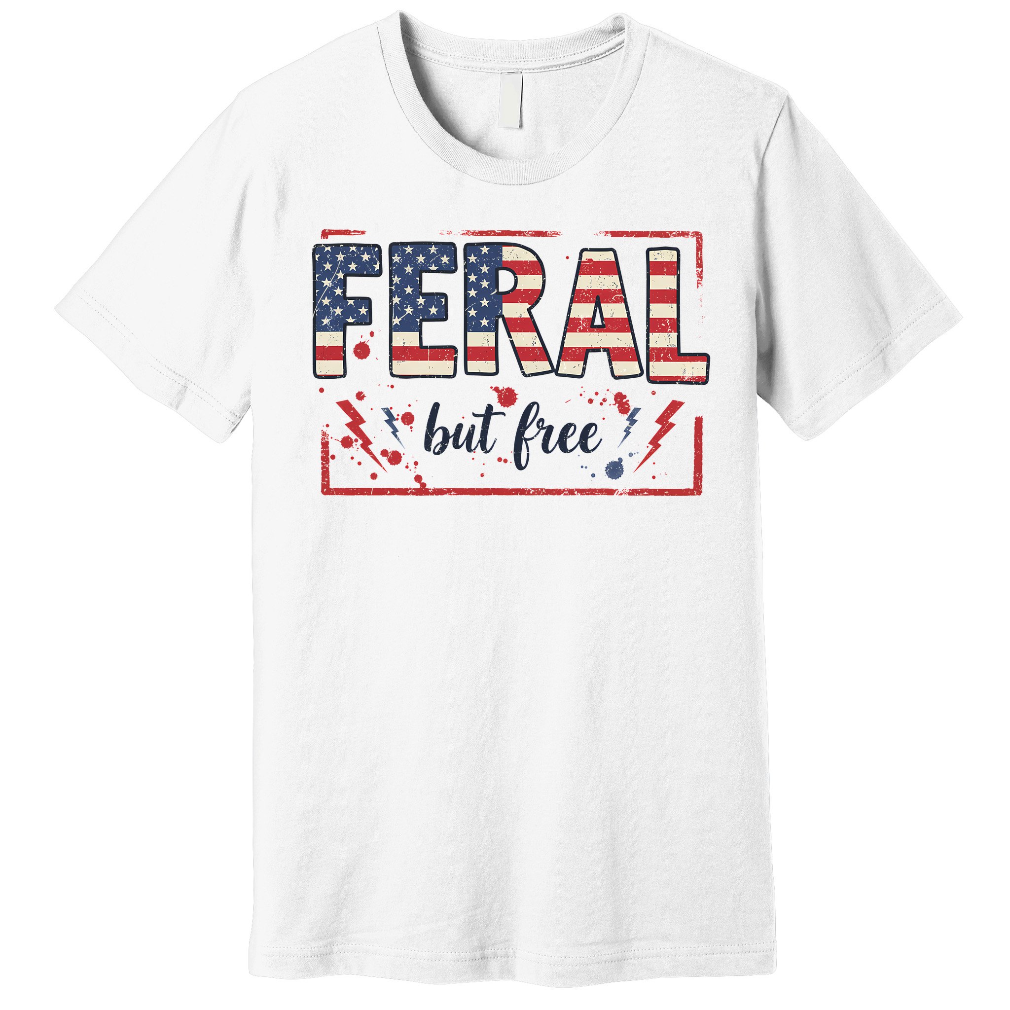 Feral but free america flag Premium T-Shirt