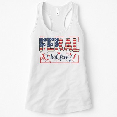 Feral but free america flag Womens Tank Top