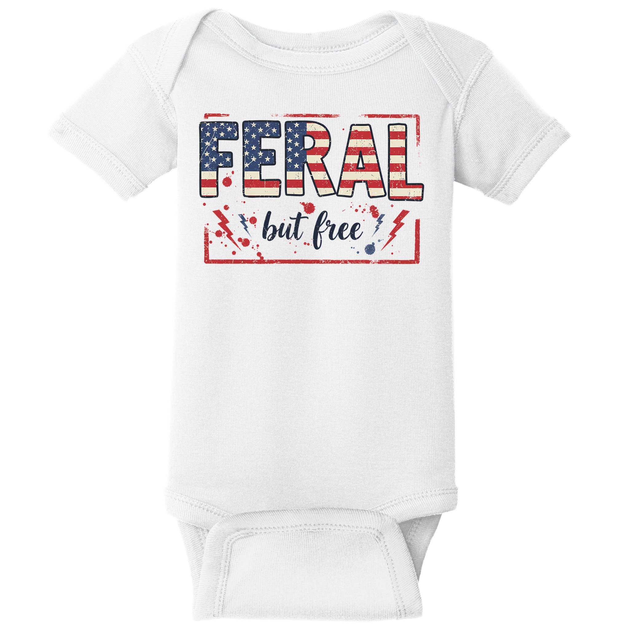 Feral but free america flag Baby Bodysuit