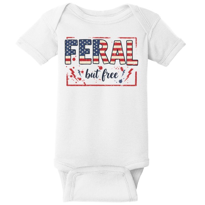 Feral but free america flag Baby Bodysuit