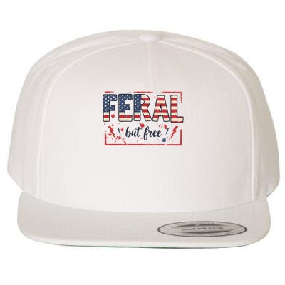 Feral but free america flag Wool Snapback Cap
