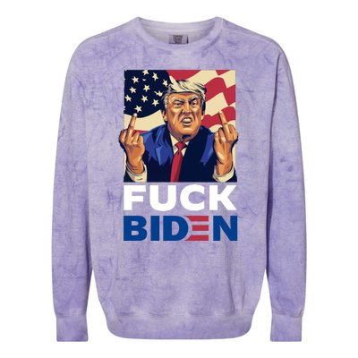 Fuck Biden Funny Trump Middle Finger Colorblast Crewneck Sweatshirt