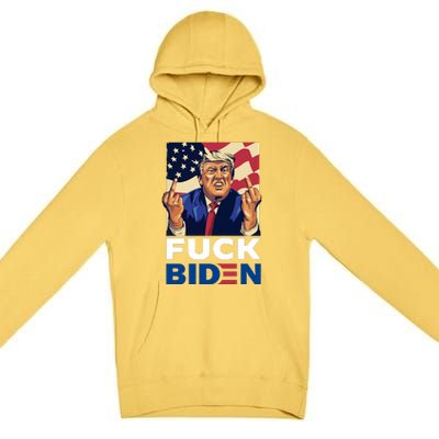 Fuck Biden Funny Trump Middle Finger Premium Pullover Hoodie