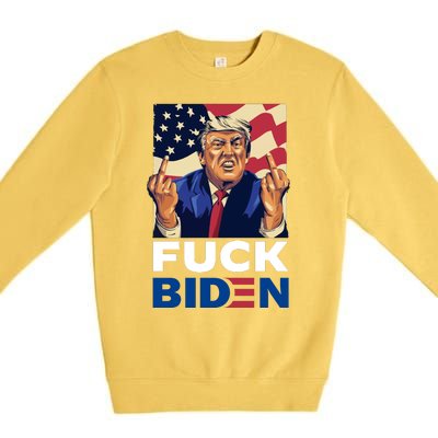 Fuck Biden Funny Trump Middle Finger Premium Crewneck Sweatshirt