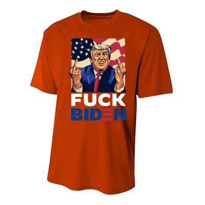 Fuck Biden Funny Trump Middle Finger Performance Sprint T-Shirt