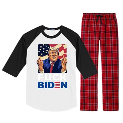 Fuck Biden Funny Trump Middle Finger Raglan Sleeve Pajama Set