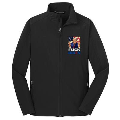 Fuck Biden Funny Trump Middle Finger Core Soft Shell Jacket